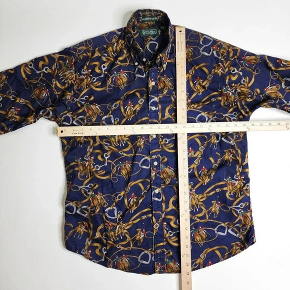 Gitman Bros Button Down Print Horse Polo Equestrian Brothers Size Medium Rare - Picture 4 of 6